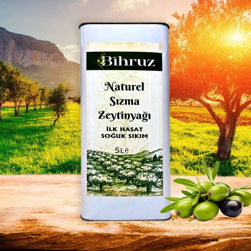 İlk Hasat Soğuk Sıkım Natural Sızma Zeytinyağı 5Lt Bihruz
