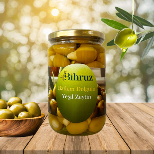 Badem Dolgulu Yeşil Zeytin Bihruz 650g